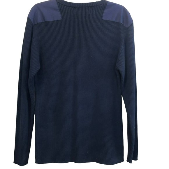 Navy Sweater by Work Wear Vintage Look Sz Med Pullover Crew Neck - Picture 4 of 6
